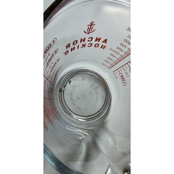 Anchor Hocking Glass Measuring Cup Open Handle 4-Cups 32oz 1-Quart Red Lettering - Picture 3 of 10